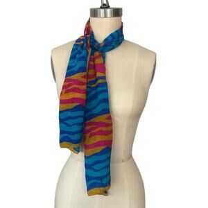 Vintage Liz Claiborne Vibrant Bright Neck or Hair Scarf Bold Colorful Whimsical